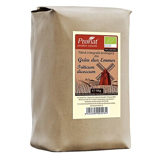 Faina Bio Integrala din Grau Dur Emmer, Pronat, 1 kg