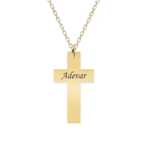 Faith - Colier argint 925 placat cu aur galben 24K personalizat cu text - cruce