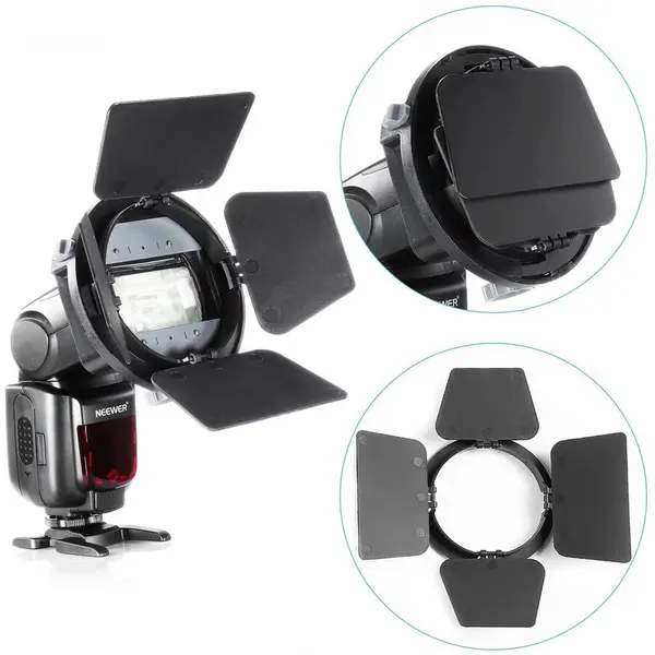 Falcon Eyes Barndoor (voleti) pentru blitz pe patina cu adaptor universal FalconEyes