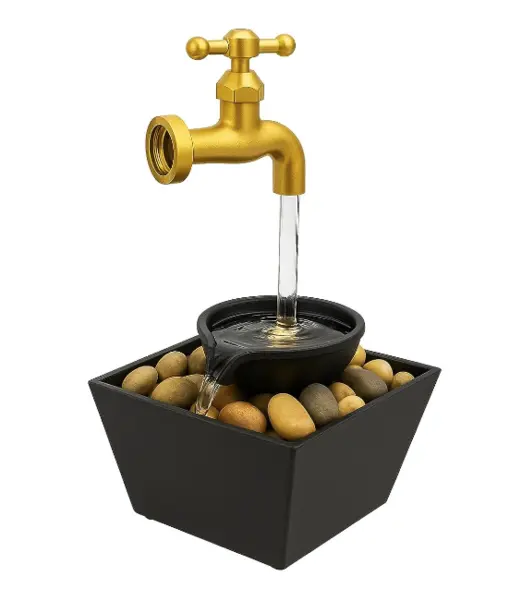 Fantana decorativa cu robinet cu lumina si pietre tip cascada