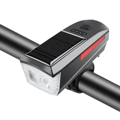 Far Bicicleta Claxon 120dB Solar USB 2000mAh 4 Moduri Iluminare 200m