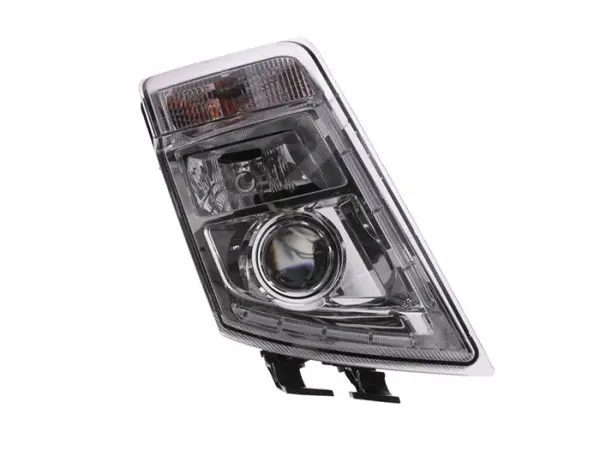 Far dreapta (2 H7 LED PY21W, reglaj electric cu becuri, insertii crom, Semnalizator transparent) VOLVO FH, FH 16, FH II, FM dupa 2005