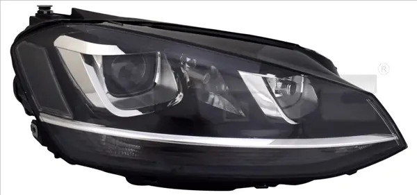 Far dreapta (D3S H7 PW24W, cu motor, fara controler; cu dunga acoperita cu crom) potrivit VW GOLF VII 08.12-03.17