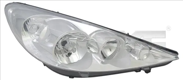 Far dreapta (H1 H7, reglaj electric, fundal argintiu, Semnalizator argintiu) PEUGEOT 206+ 2009-2013
