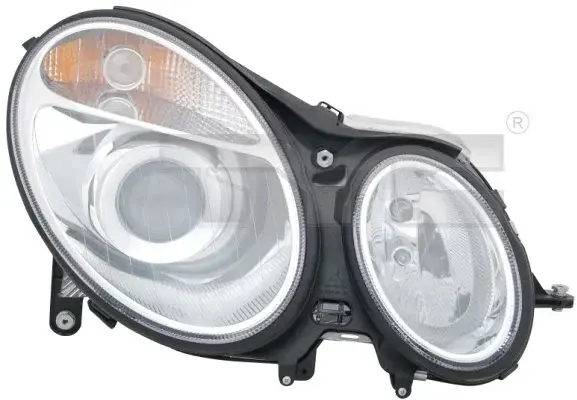 Far dreapta (H7, reglaj electric, cu motoras, fundal argintiu) MERCEDES Clasa E T-MODEL (S211), E (W211)