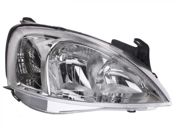 Far dreapta (H7, reglaj electric, cu motoras, fundal cromat) OPEL COMBO, CORSA 2000-2010