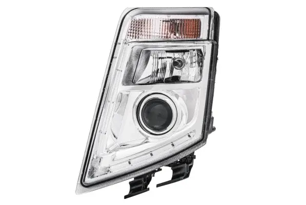 Far stanga (D2S H7 LED PY21W, reglaj manual, cu becuri, insertii crom, Semnalizator transparent) VOLVO FH, FH 16, FH II, FM dupa 2005