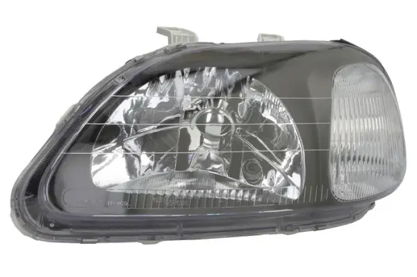 Far Stanga (H4, manual, fara motoras, culoare insert: negru, culoare semnalizator: alb) potrivit HONDA CIVIC VI -10.98