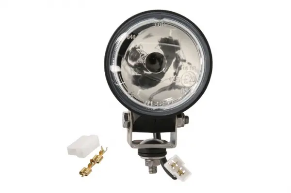 Far universal stanga dreapta (faza lunga, H3, 12 24V, diametru 84mm, transparent, plastic, negru, lungime cablu: 200mm)