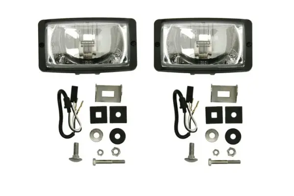 Far universal stanga dreapta (faza lunga, H3, latime 139mm, inaltime 79,8mm, transparent, plastic, negru)
