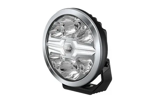 Far universal stanga dreapta (rotund, BLADE, LED, 12 24V, 36W, diametru 181mm, adancime: 96mm, transparent, aluminiu, negru crom, lumini pozitie, lungime cablu: 500mm)