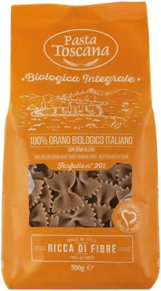 Farfalle integrale organice cu Omega-3, 500 g, Pasta Toscana