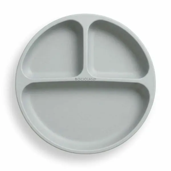 Farfurie compartimentata, Bocioland, Rotunda, Cu 3 compartimente, Fara BPA, 6-36 luni, Gray