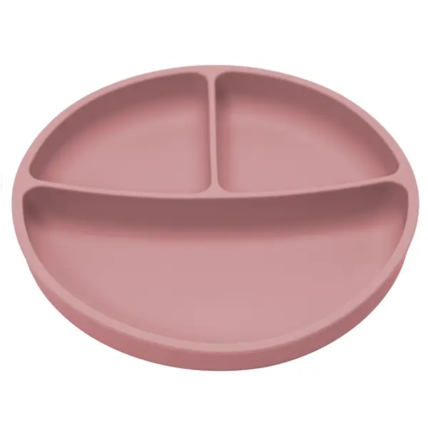 Farfurie compartimentata din silicon cu ventuza Old Rose 6 luni+, 1 bucata, Appekids