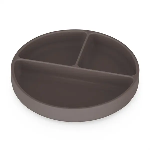 Farfurie compartimentata din silicon PetiteMars Bitter Cocoa Maro TakeMatch, cu ventuza si 3 compartimente, fara BPA, 500 ml, 6 luni+