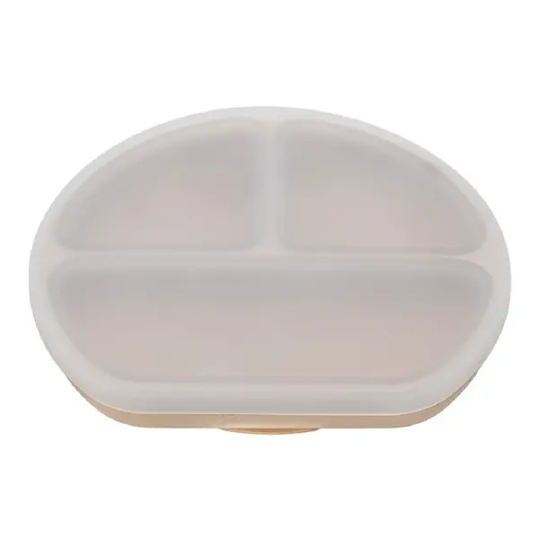 Farfurie din silicon cu capac, 6 luni+, Bubble Beige, Appekids