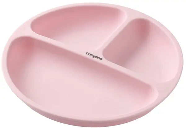 Farfurie din silicon cu ventuză Babyono - Roz