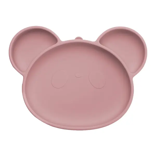 Farfurie din silicon cu ventuza Panda, 6 luni+, Old Rose, Appekids