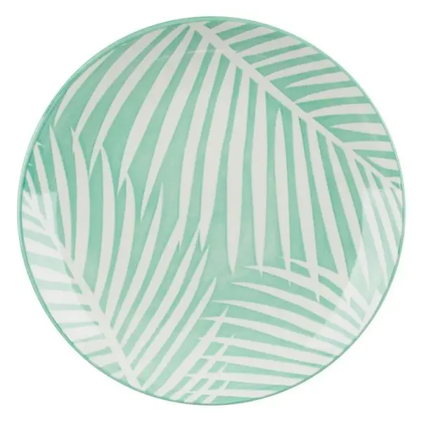 Farfurie pentru aperitiv,design frunze tropicale,verde,portelan,19 cm