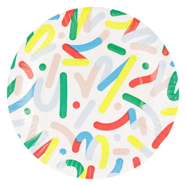 Farfurii Biodegradabile din Carton, 22 cm, Rotunde, Artwork, 12 Bucati