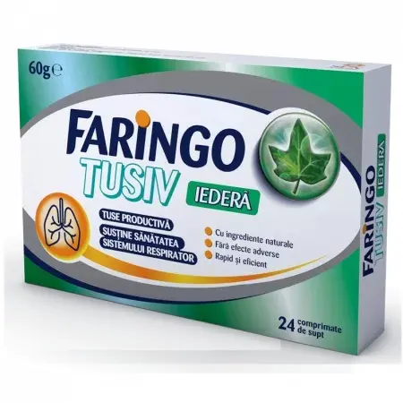 Faringo Tusiv Iedera, 24 comprimate de supt, Terapia