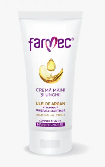 Farmec Crema maini si unghii cu ulei de argan, vitamina F si minerale esentiale 100 ml