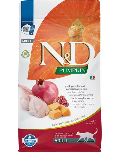 FARMINA N&D Adult Cat Hrana uscata fara cereale pentru pisici adulte, cu prepelita si rodie 1.5 kg