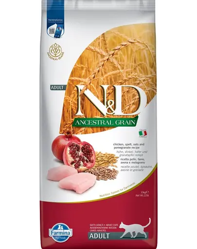 FARMINA N&D Ancestral Adult Cat 10 kg Hrana pisici, cu pui, spelta, ovaz si rodie