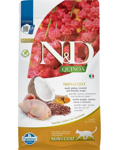 FARMINA N&D Cat Quinoa Skin&Coat Herring hrana uscata pentru pisici cu quinoa si prepelita 1,5 kg