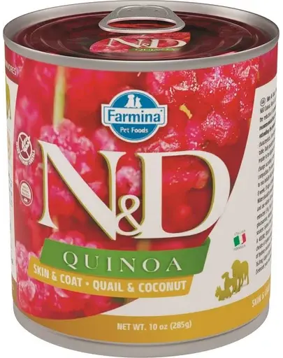 FARMINA N&D Dog Quinoa prepeliță & cocos 285 gr