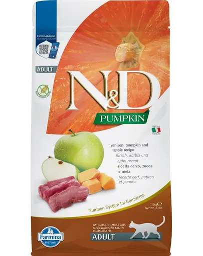 FARMINA N&D Hrana pentru pisici adulte, cu vanat, dovleac si mar - 1,5 kg