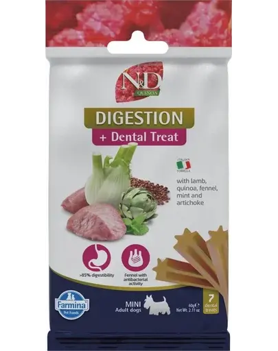 FARMINA N&D Quinoa Dental Treat Digestion Mini 60 g recompense dentare pentru caine de talie mica