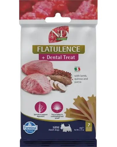 FARMINA N&D Quinoa Dental Treat Flatulence Mini 60 g gustare dentara pentru caini de talie mica