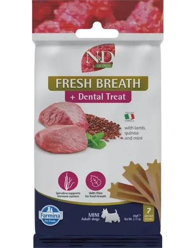 FARMINA N&D Quinoa Dental Treat Fresh breath Mini 60 g recompense dentare, caine talie mica