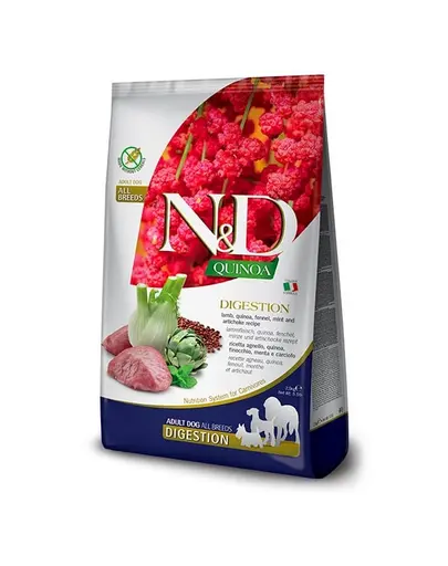 FARMINA N&D Quinoa Dog Adult medium maxi Digestion Lamb, fennel 2,5 kg Hrana pentru caini talie medie si mare cu tulburari digestive, cu miel si fenicul