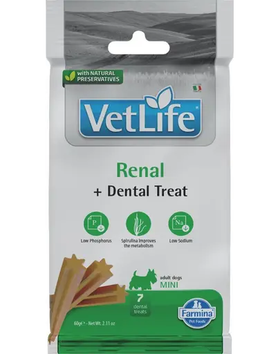 FARMINA Vet Life Dental Treat Renal Mini 60 g gustare dentara caini cu probleme renale, de rase mici