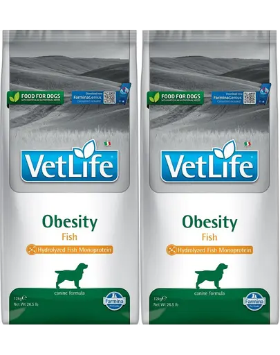 FARMINA Vet Life Obesity Fish 12 kg x 2 hrana dietetica pentru caini supraponderali, cu peste