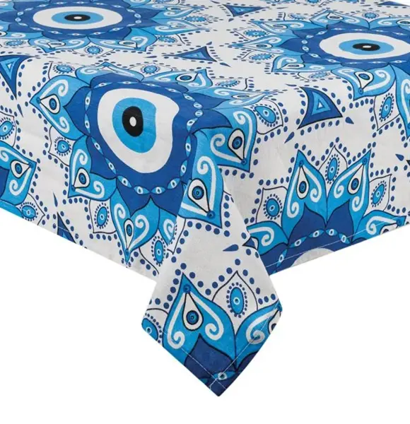Fata de masa cu model ochi, albastru, 180x140 cm