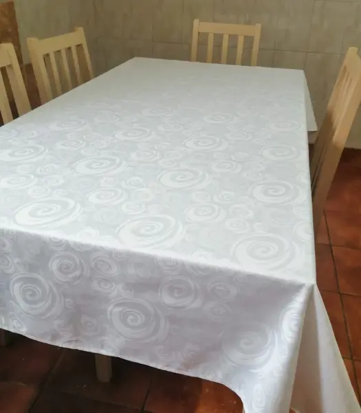 Fata de masa Jacquard (mica) alb insertie tesatura, 160x160 cm, Andana | 1 buc
