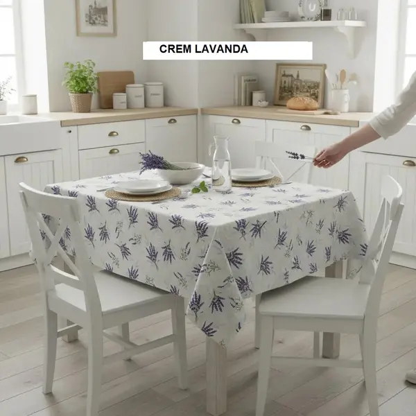 Fata de masa teflonata antimurdarire crem lavanda 180x240 cm, Ralex | 1 buc