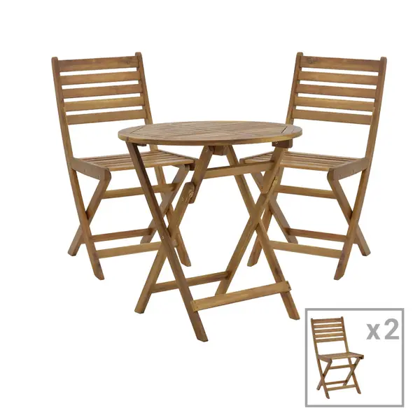 Fatel-Carpuva set de 3 mese de sufragerie din lemn masiv Natural de salcâm, D70x74 cm