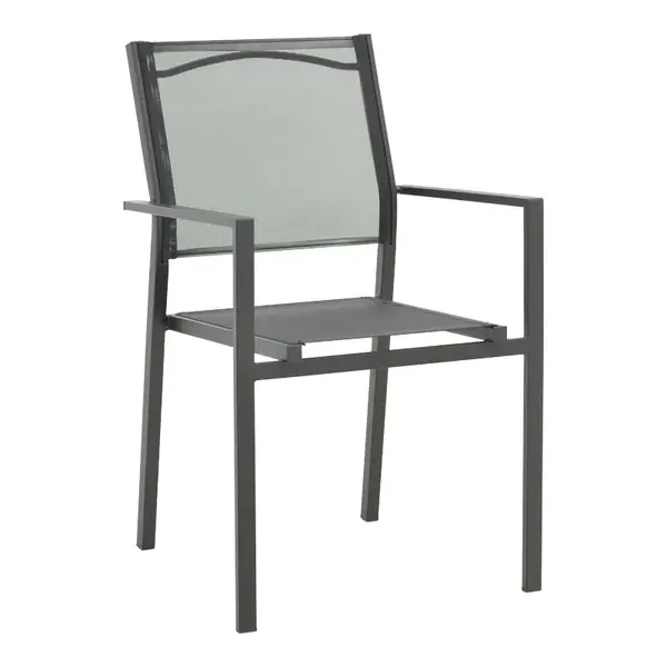 Fauteau Armchair Confidence pakoworld metal negru si textilene negru 54x54x86cm Fotoliu Confidence, Pakoworld, negru, metal și textilenă neagră, 54x54x86 cm