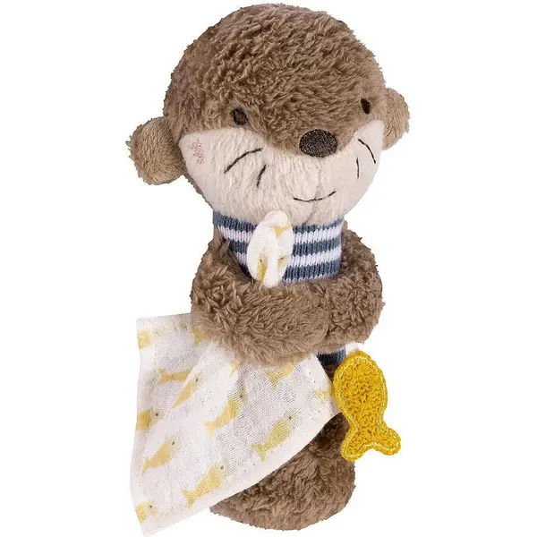 Fehn Jucarie dexteritate Fehn, Otter, stimulare senzoriala, catifea moale, 16 x 9 cm, 0 luni+