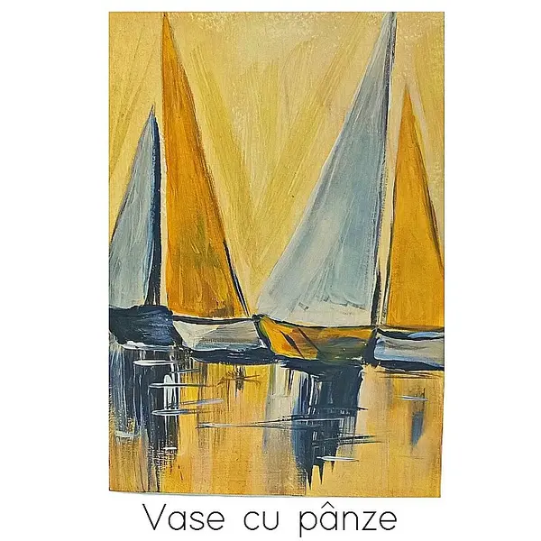 Felicitare Pictata Manual Vase cu Panze
