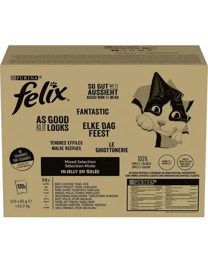 FELIX Mix arome hrană umedă pisici în gelatină 120x85 g