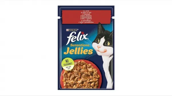Felix Sensations Jellies Vita si Rosii in Aspic, 85 g