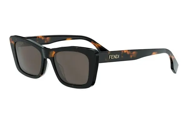 FENDI Lettering Havana Cat Eye Sunglasses
