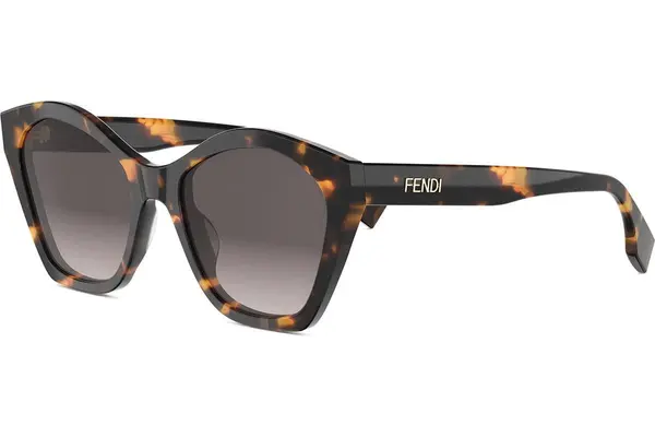 FENDI Lettering Havana Geometric Sunglasses