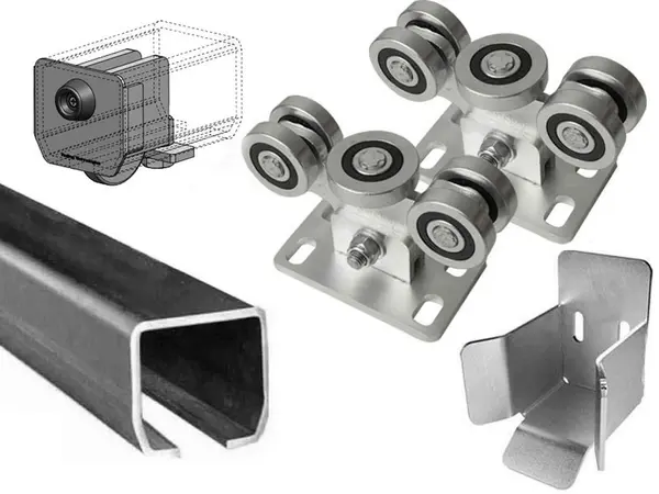 Feronerie poarta culisanta autoportanta in consola 400Kg, sina 6m galvanizata C65H