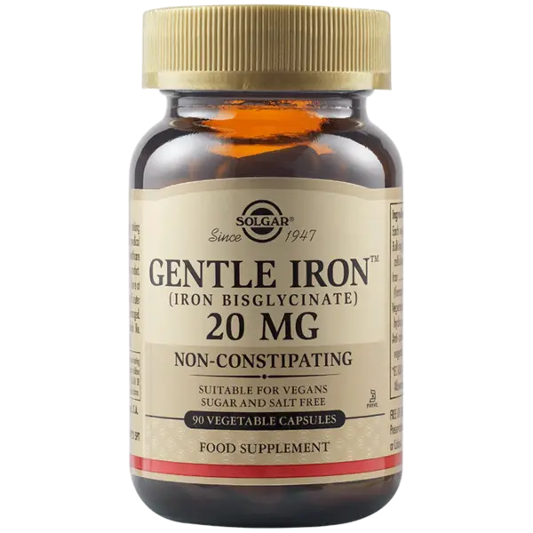 Fier cu actiune blanda Gentle Iron 20mg, 90 capsule, Solgar